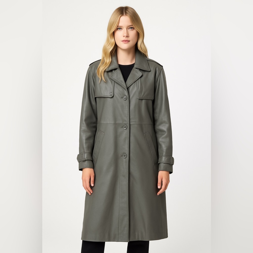 Vintage Phase 2 Men’s Chocolate Brown Long Leather Coat Jacket S Classic READ